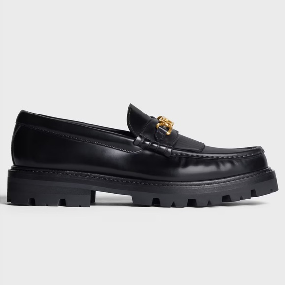 CELINE Margaret Loafer with Triomphe Chain in Polished Black Leather - Picture 2 of 16